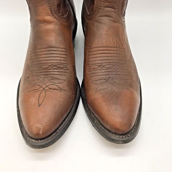 Vintage Brown Leather Cowboy Boots Men's 8D Western Footwear Made in the USA - Picture 5 of 10